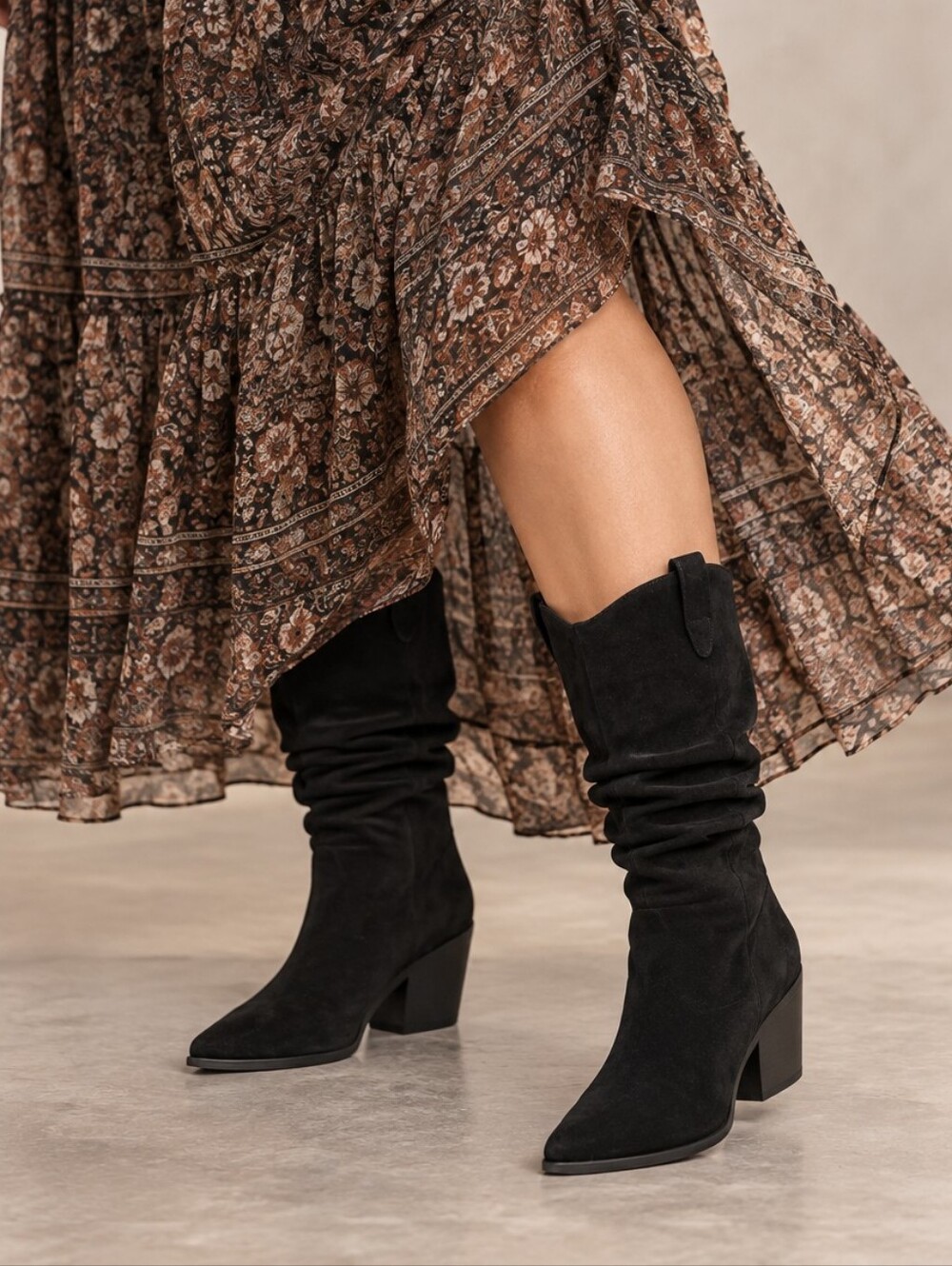Marc Fisher NEW Size 9: Classic Black Suede Slouch Mid-Calf Heeled Boots